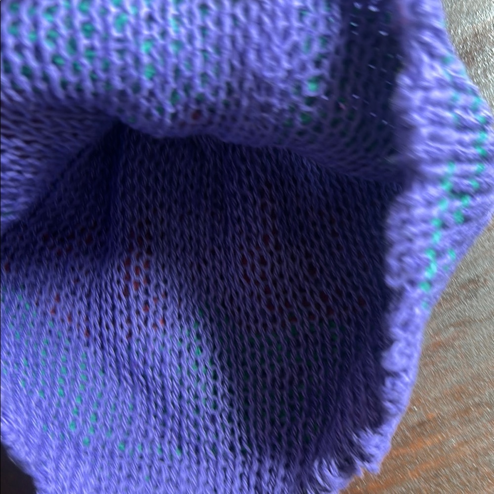 Purple Knit Kids Beanie with Floral Design - Picture 3 of 5